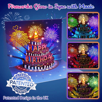 🔥Best Gift 49%OFF🎁Fireworks Pop Up Cake Light and Music Happy Birthday Card Gift