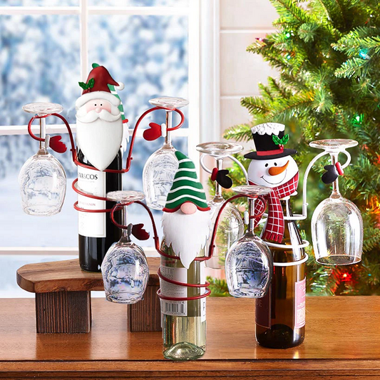 🎅 Holiday Wine Bottle & Glass Holders🍷