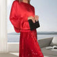 🎄✨Women's Long Sleeve Top & Sequin Maxi Skirt Two-Piece Set