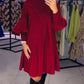 💓2025 New Design 49% OFF🍁Women's Plus Size Lantern Sleeve Stand Collar Dress