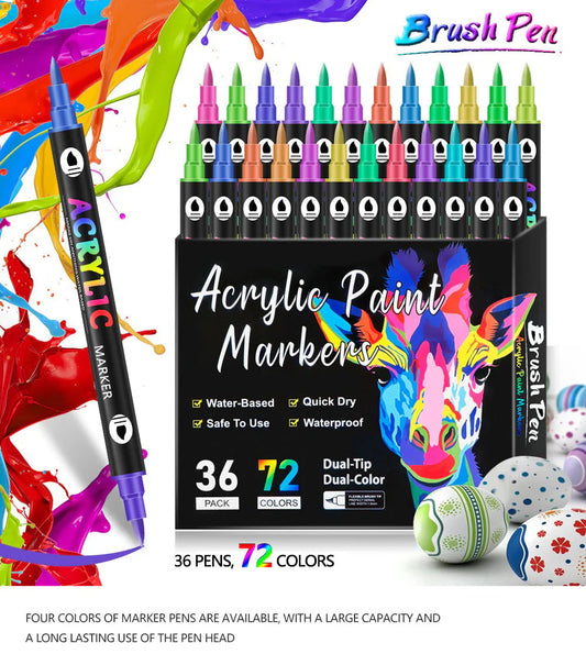 🎨Last Day 🔥 Dual Tip Acrylic Paint Pen Marker - 24/48/72 Colors