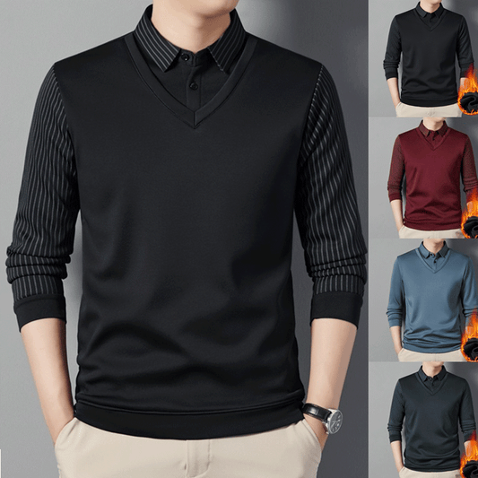 [Gift For Men] Men's Warm Shirt With Imitation Two-Piece Suit