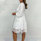 🎁Hot Sale 49% OFF⏳Women's White Vintage Hollow Out Lace V-Neck Dress