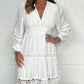 🎁Hot Sale 49% OFF⏳Women's White Vintage Hollow Out Lace V-Neck Dress