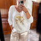 💝Devil's Eye Gold Foil Top and Sequin Pants Set