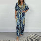 🥻Women's Summer Fashion Leaf Print Plus Size Bodysuit with Elastic Waist