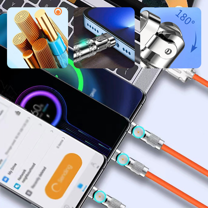 ⌛limited-time 49% off🔥120W 3 in 1 Rotating Elbow Fast Charging Data Cable⚡