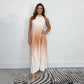 💟💃 Gradient Pleated Halter Neck Dress