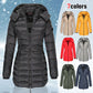 🔥HOT SALE 49% OFF✨Winter women's mid-length padded jacket warm solid color hooded jacket