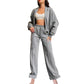 59% off🔥Women's two-piece set with long sleeve zip up coat and drawstring sweatpants