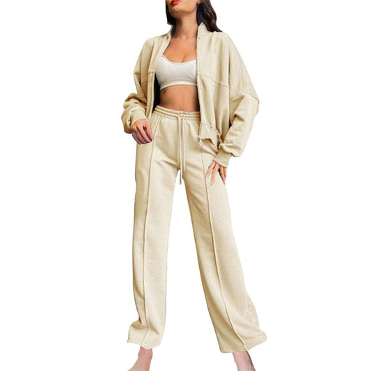 59% off🔥Women's two-piece set with long sleeve zip up coat and drawstring sweatpants