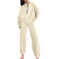 59% off🔥Women's two-piece set with long sleeve zip up coat and drawstring sweatpants