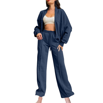 59% off🔥Women's two-piece set with long sleeve zip up coat and drawstring sweatpants