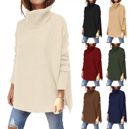 🔥HOT SALE 49% OFF✨Women's Turtleneck Oversize Hem Knit Pullover Sweater