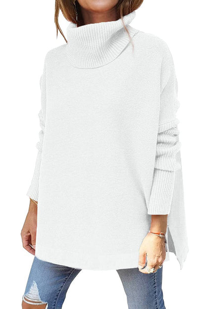 🔥HOT SALE 49% OFF✨Women's Turtleneck Oversize Hem Knit Pullover Sweater