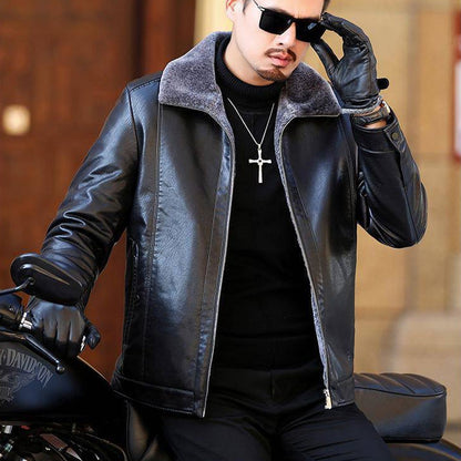 🎁[Winter Gift] Men's Faux Fleece Lined PU Leather Warm Jacket