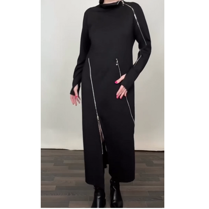✨Fashionable solid color maxi dress for women with three zippers