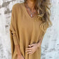 🌈 HOT SALE🌈Women's Long Sleeve Knitted V-Neck Loose Long Top