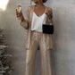 ✨Sequin Open Front Top Wide Leg Pants Set