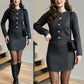 Women's Slim Fit Buttoned Knitted Sweater & A-Line Skirt Set
