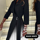 💕Limited Sale 49% OFF💕Ombre Lapel Neck Tied Waist Pleated Blazer Dress