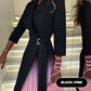💕Limited Sale 49% OFF💕Ombre Lapel Neck Tied Waist Pleated Blazer Dress