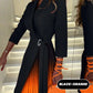 💕Limited Sale 49% OFF💕Ombre Lapel Neck Tied Waist Pleated Blazer Dress