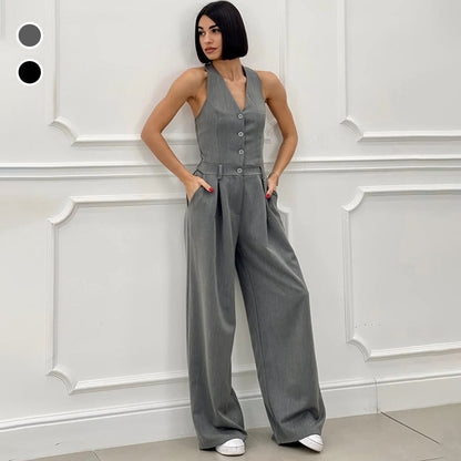 ⏳Limited Time 49% Off💥Women's Sleeveless Button-Front Jumpsuit