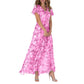 Short Sleeve Long Dress with Floral Print