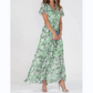 Short Sleeve Long Dress with Floral Print