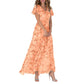 Short Sleeve Long Dress with Floral Print
