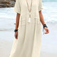 💃Women's Round Neck Cotton Linen Midi Dress
