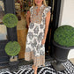 Women's Elegant Printed Ruffle Sleeveless Dress