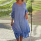🌼limited Time Sale 49% OFF🌼Women's Elegant Solid Color Round Neck Loose Fit Dress