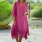 🌼limited Time Sale 49% OFF🌼Women's Elegant Solid Color Round Neck Loose Fit Dress