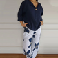 🌸Seasonal dress 49% OFF🌸Women's Crew Neck Tops ＆ Printed Trousers Set🎁