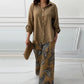 Women's Fashion Loose Cardigan Shirt & High Waist Pants Two Piece Set