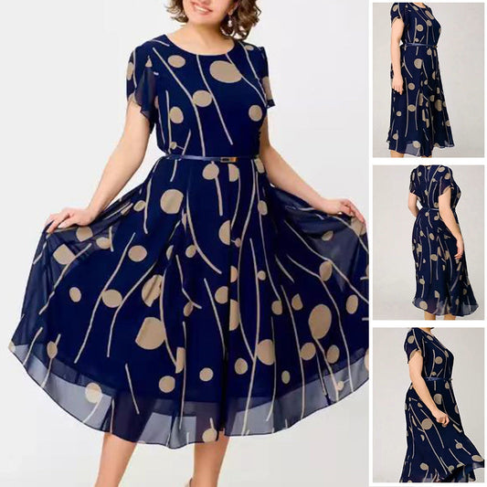 🔥2025 New Design 49% Off🔥Polka Dot Print Mesh Short Sleeve Dress