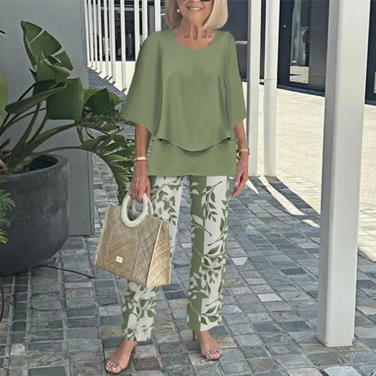 💃2025 Hot Sale 49% Off🔥Women’s Printed Pants and Crew Neck Top Set