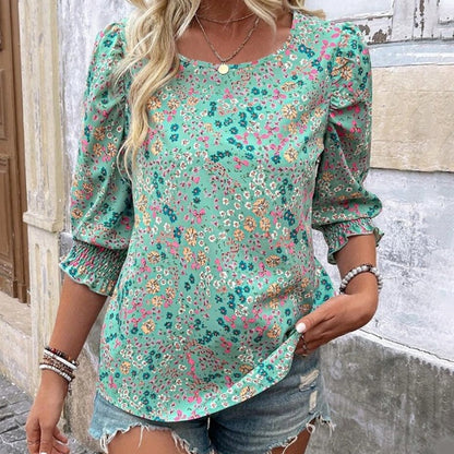 Women's Casual Printed Round Neck Top