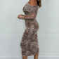 Women's Leopard Print Off Shoulder Bodycon Dress🌙