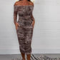 Women's Leopard Print Off Shoulder Bodycon Dress🌙
