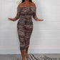 Women's Leopard Print Off Shoulder Bodycon Dress🌙