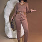 Comfortable Stylish Set-V-Neck Top & Drawstring Pants