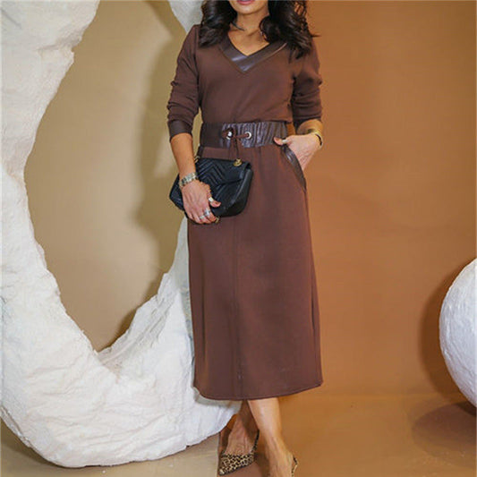 Fashion V-Neck Long Sleeve Top & Skirt Set