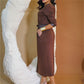 Fashion V-Neck Long Sleeve Top & Skirt Set