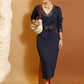 Fashion V-Neck Long Sleeve Top & Skirt Set