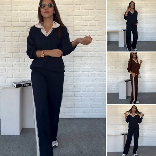 🔥Latest models 49% off-Women's Long Sleeve Lapel Top & Pants Set