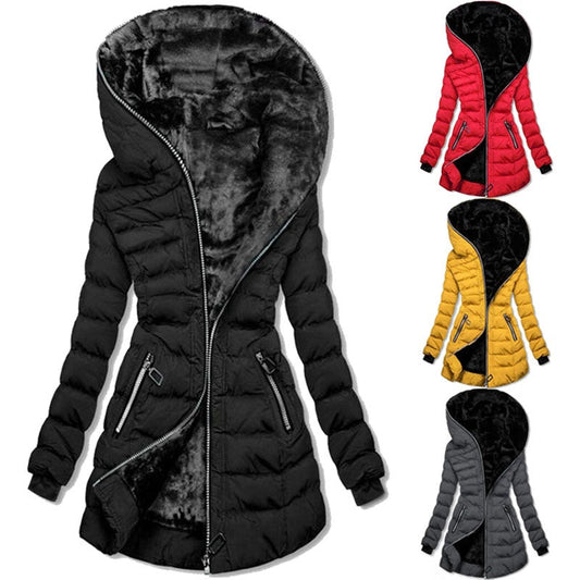 ❄️49%OFF 💖 Women's Hooded Mid-Length Winter Coat with Plush Lining