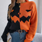 Women’s Chic Color-Blocking Ghost Face Sweater